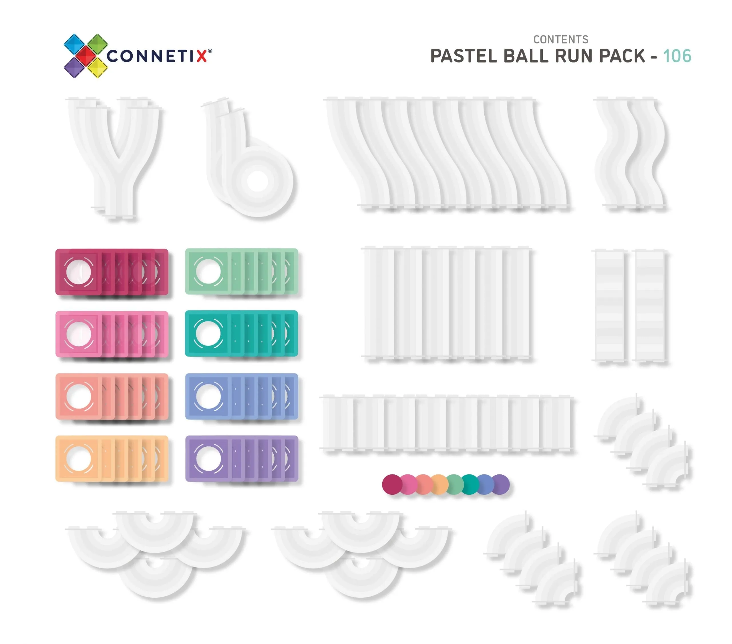 106 Piece Ball Run Pack Pastel - 3 