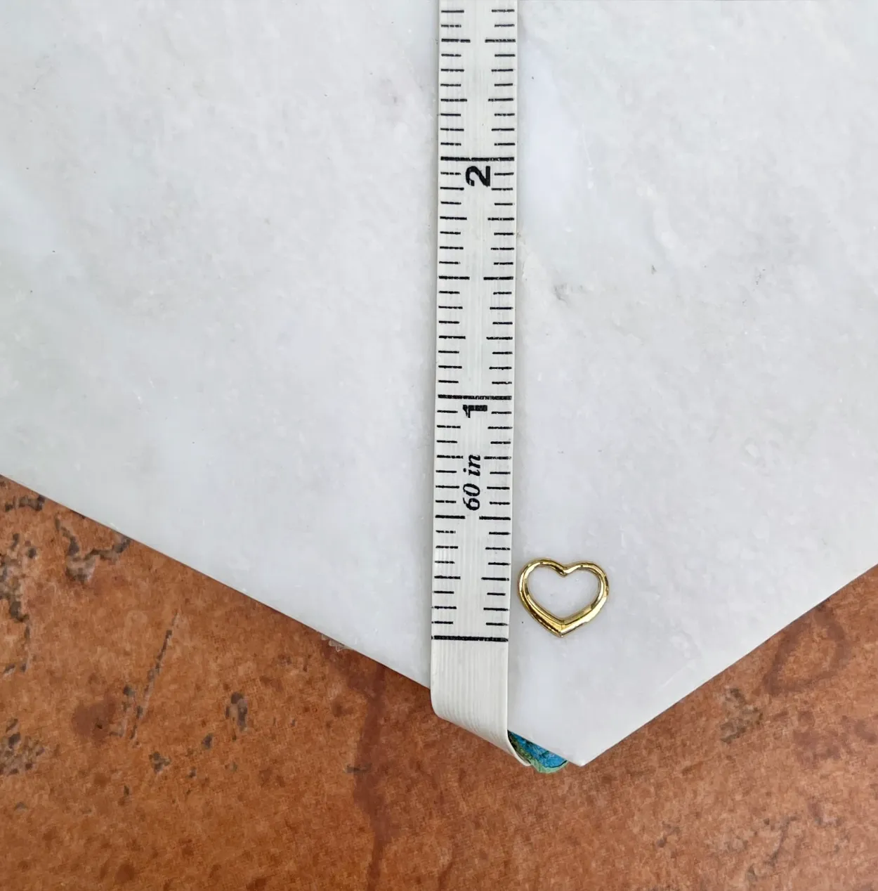 14KT Yellow Gold Mini Open Heart Pendant Charm Slide