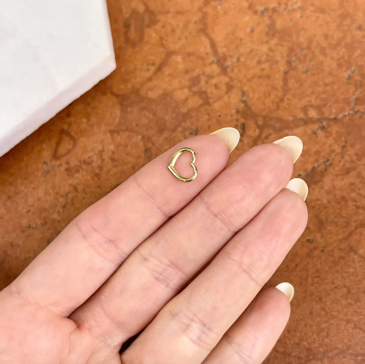 14KT Yellow Gold Mini Open Heart Pendant Charm Slide