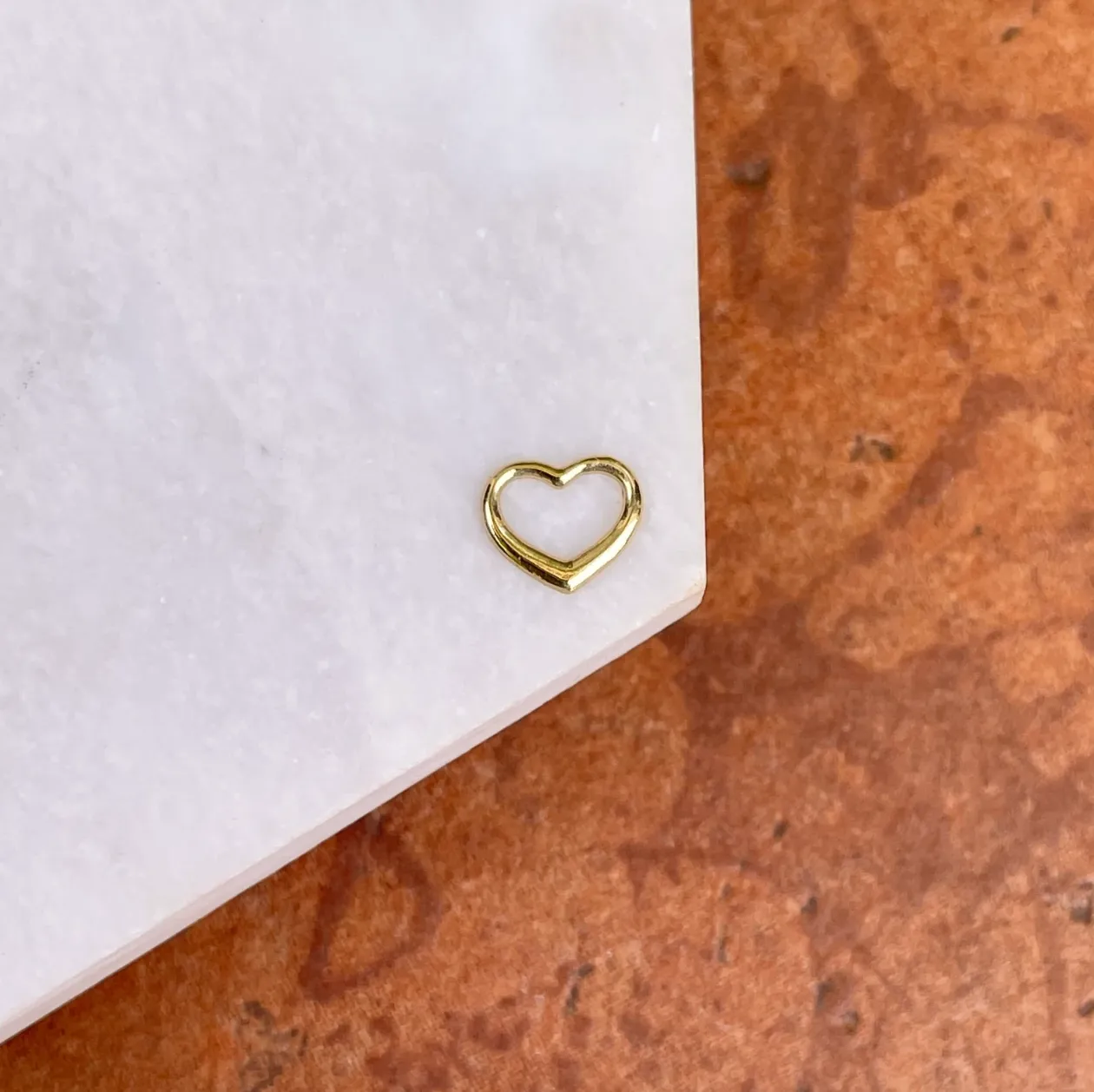 14KT Yellow Gold Mini Open Heart Pendant Charm Slide