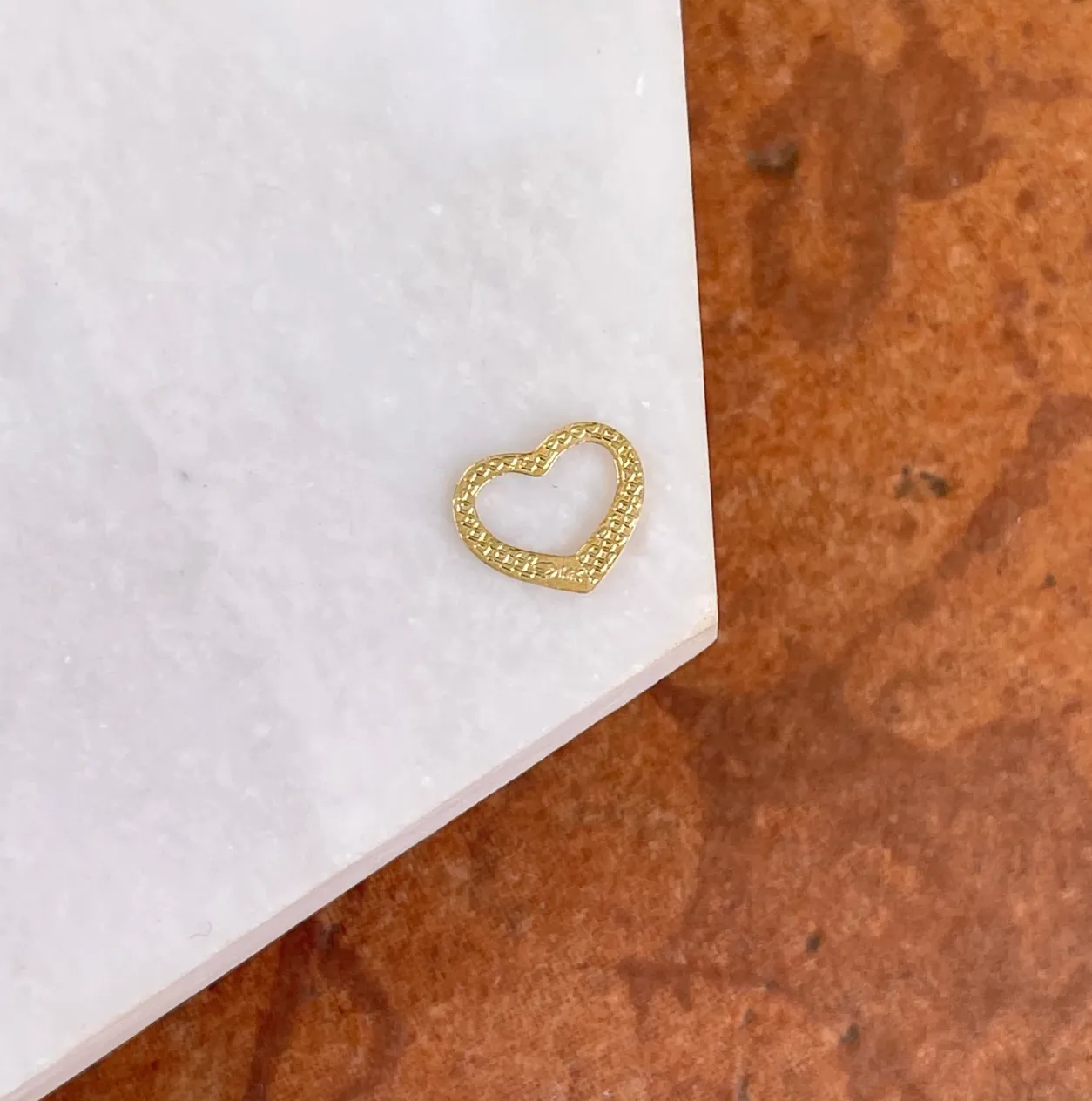 14KT Yellow Gold Mini Open Heart Pendant Charm Slide