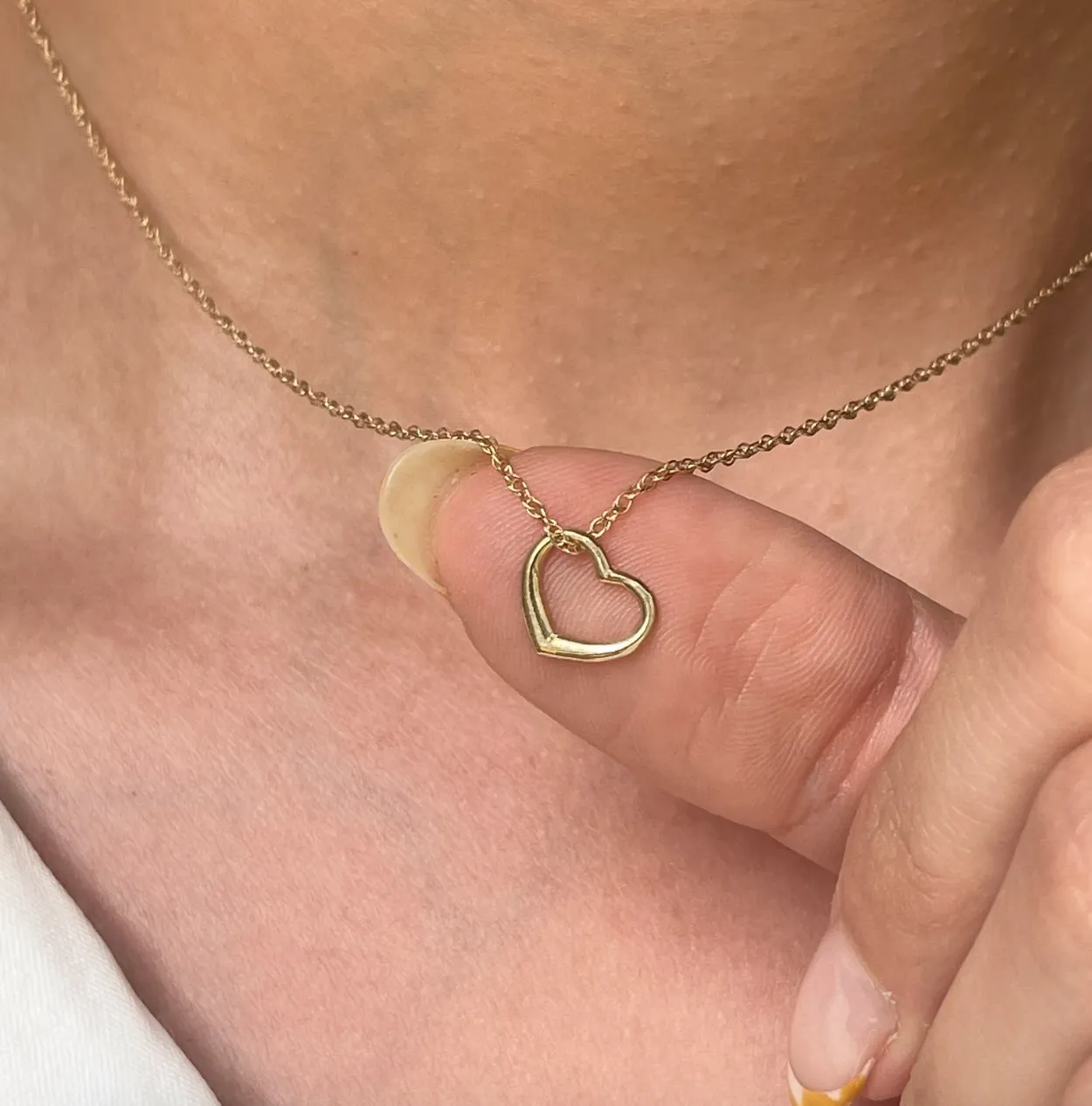 14KT Yellow Gold Mini Open Heart Pendant Charm Slide