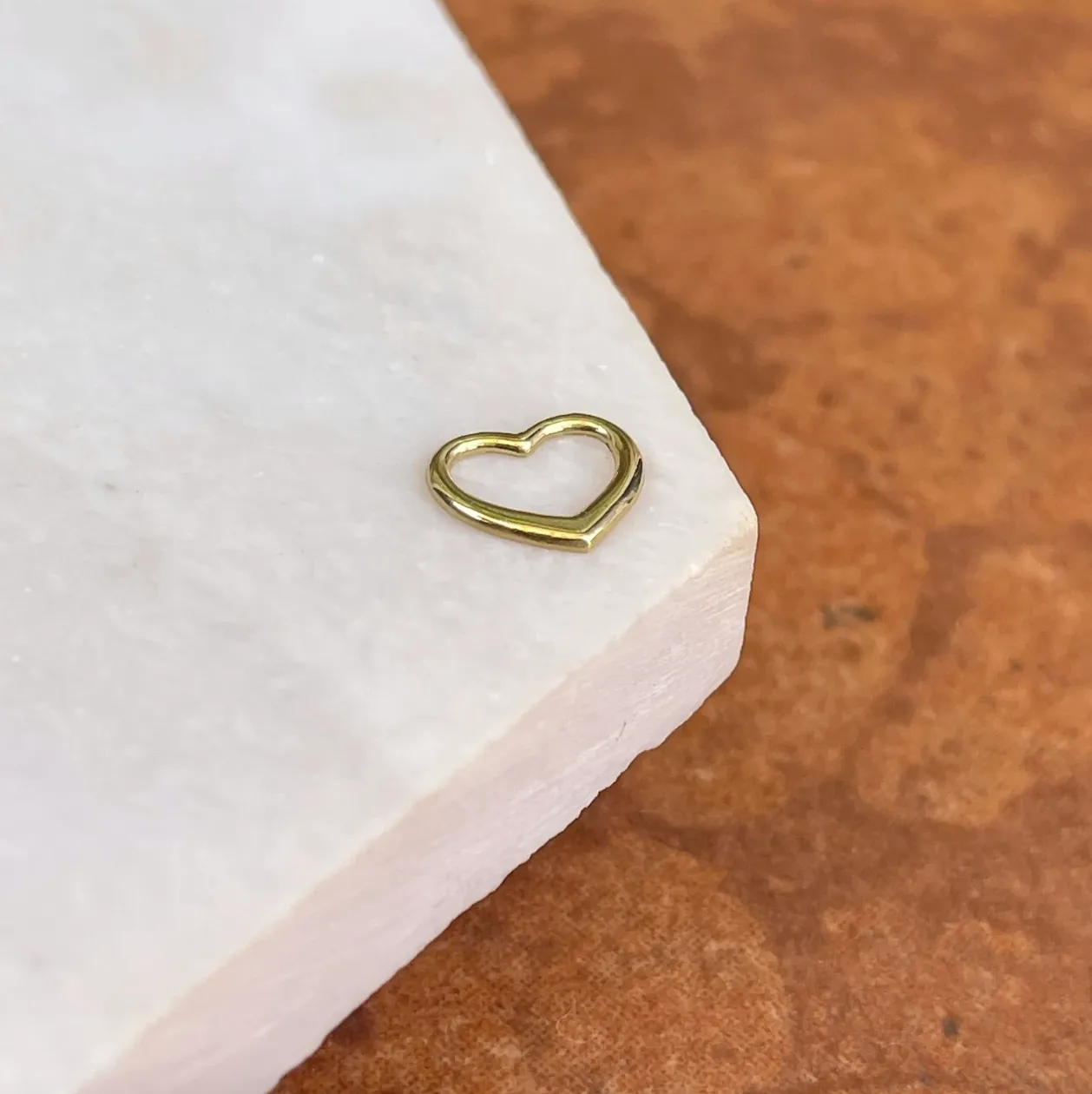 14KT Yellow Gold Mini Open Heart Pendant Charm Slide