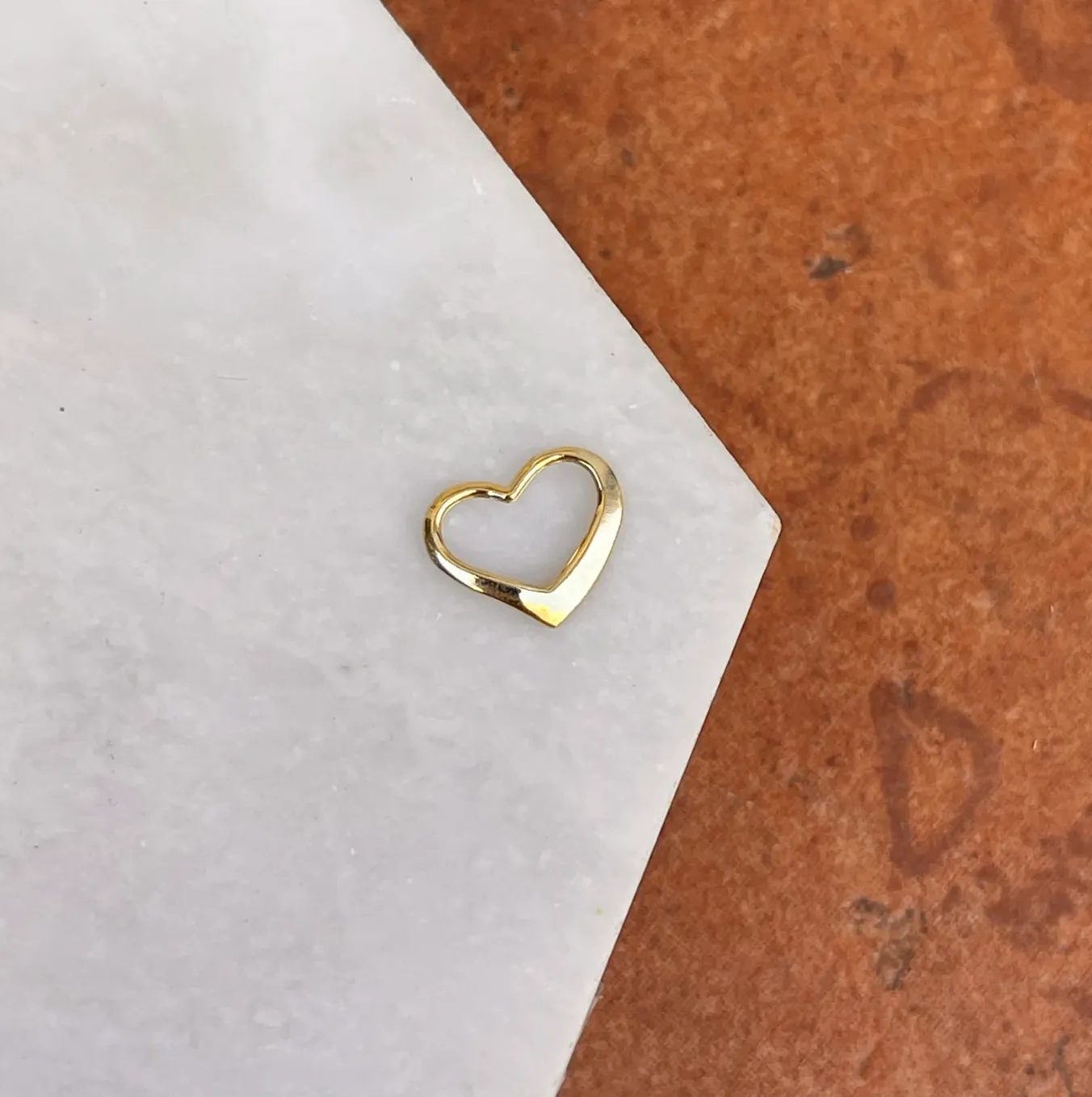 14KT Yellow Gold Small Open Heart Pendant Slide
