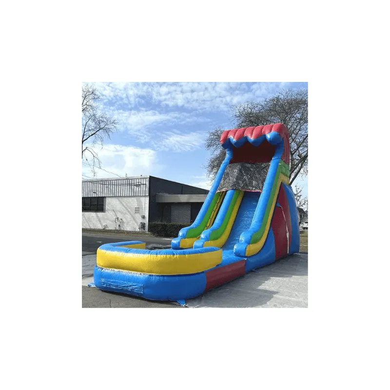 18'H Dura-Lite Rainbow Water Slide w Detachable Pool