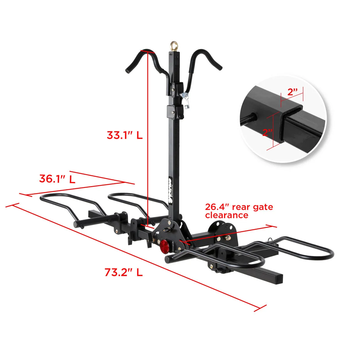 2-Bike Hitch Rack with Bike Lock, Foldable