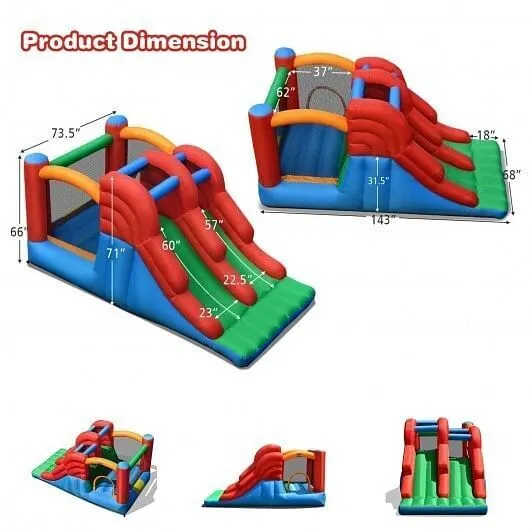 3-in-1 Dual Slides Jumping Castle Bouncer without Blower - Color: Multicolor