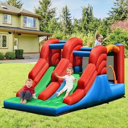 3-in-1 Dual Slides Jumping Castle Bouncer without Blower - Color: Multicolor