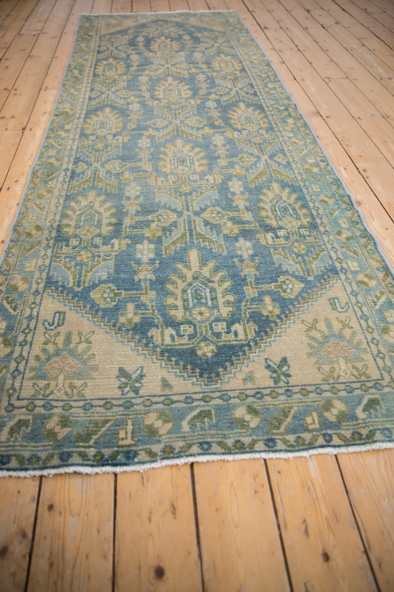 3.5x10 Vintage Distressed Hamadan Rug Runner