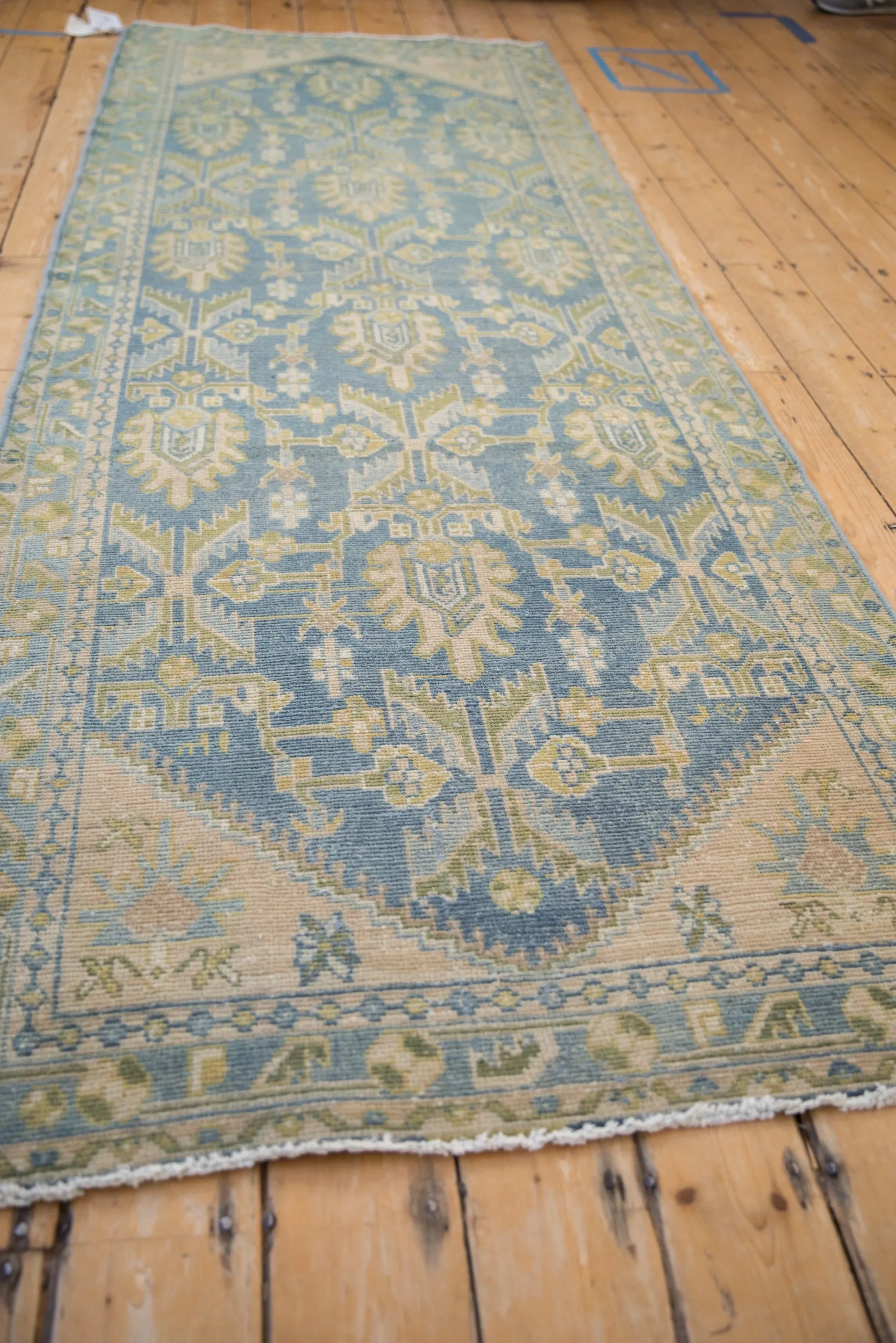 3.5x10 Vintage Distressed Hamadan Rug Runner