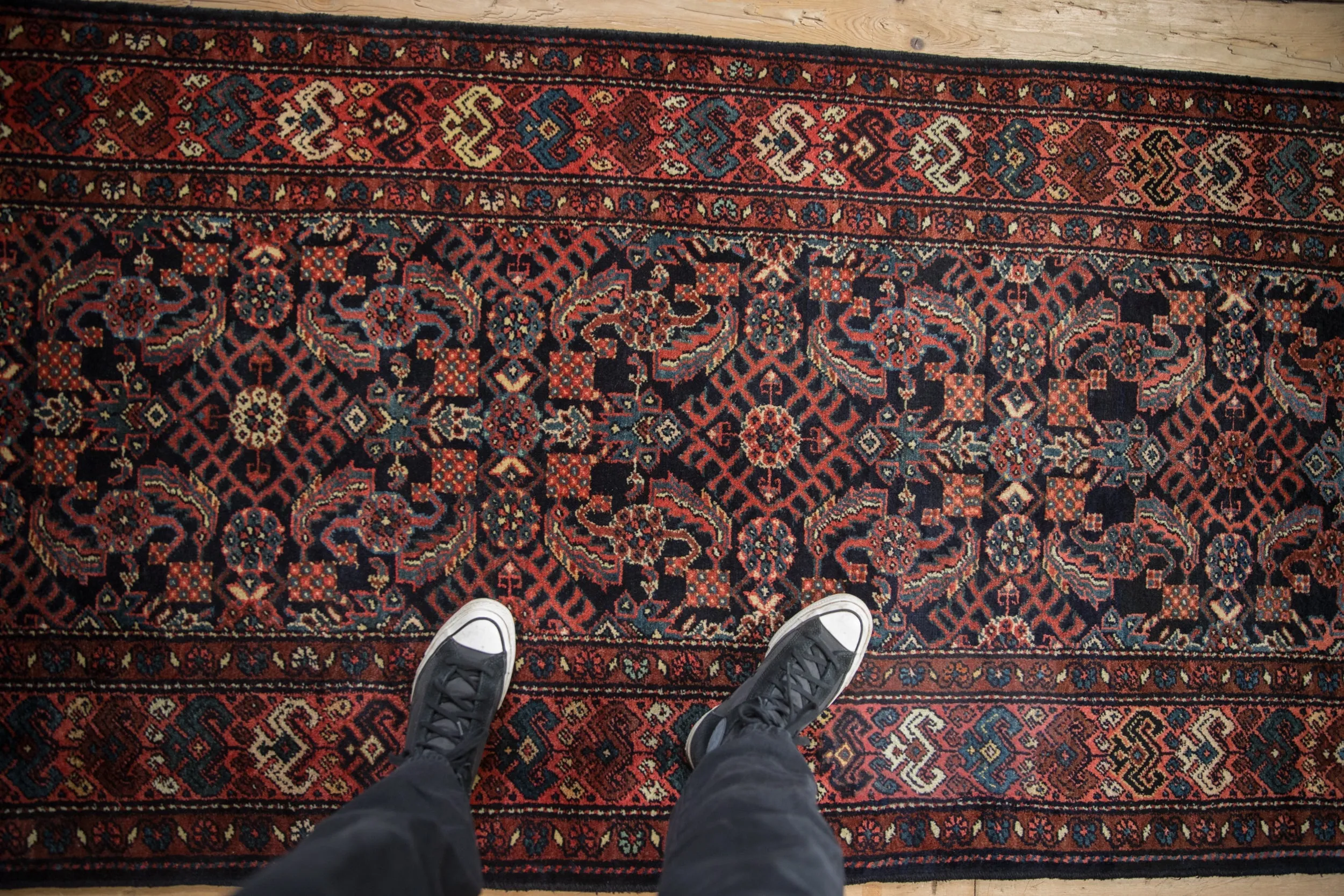 3.5x12 Vintage Hamadan Rug Runner