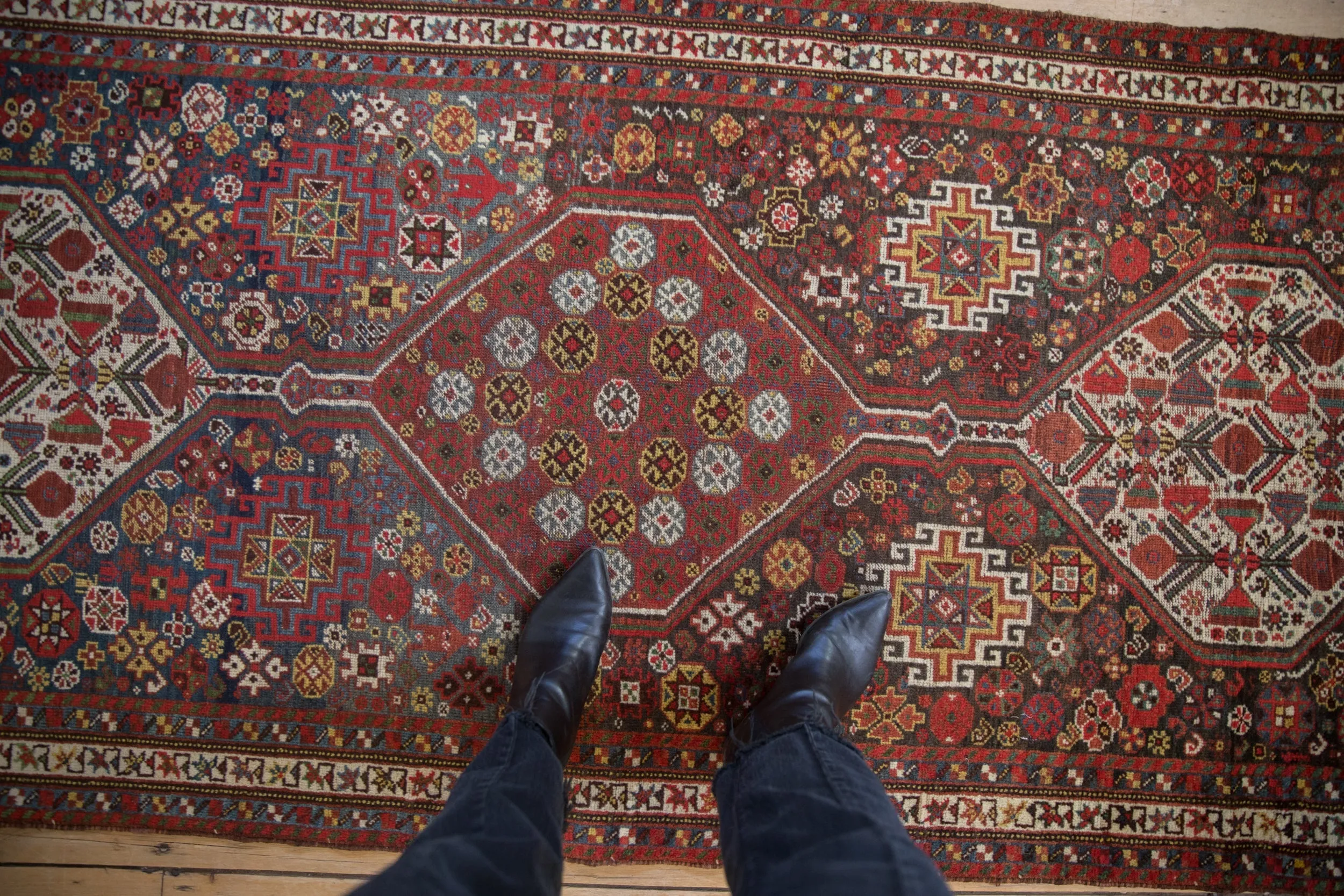 3.5x15 Antique Qashqai Rug Runner
