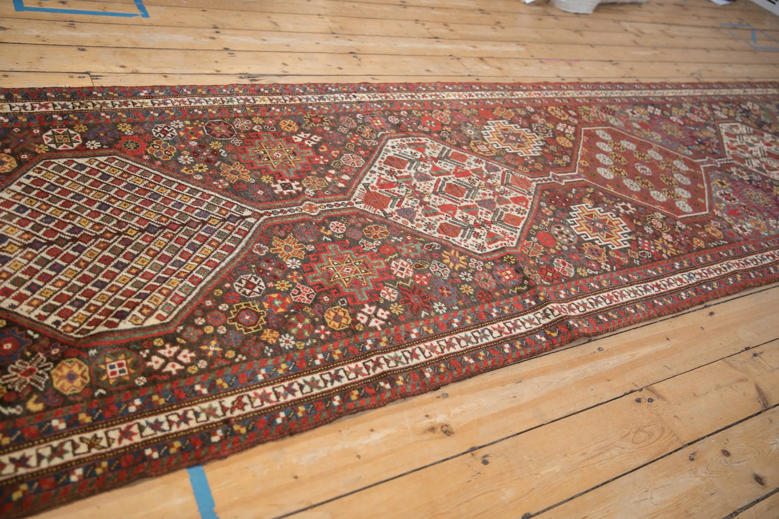 3.5x15 Antique Qashqai Rug Runner