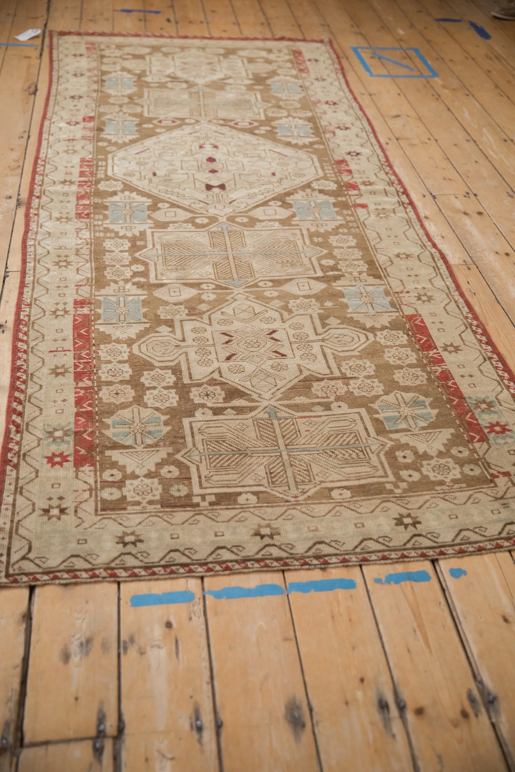 4x9.5 Antique Distressed Caucasian Rug Runner