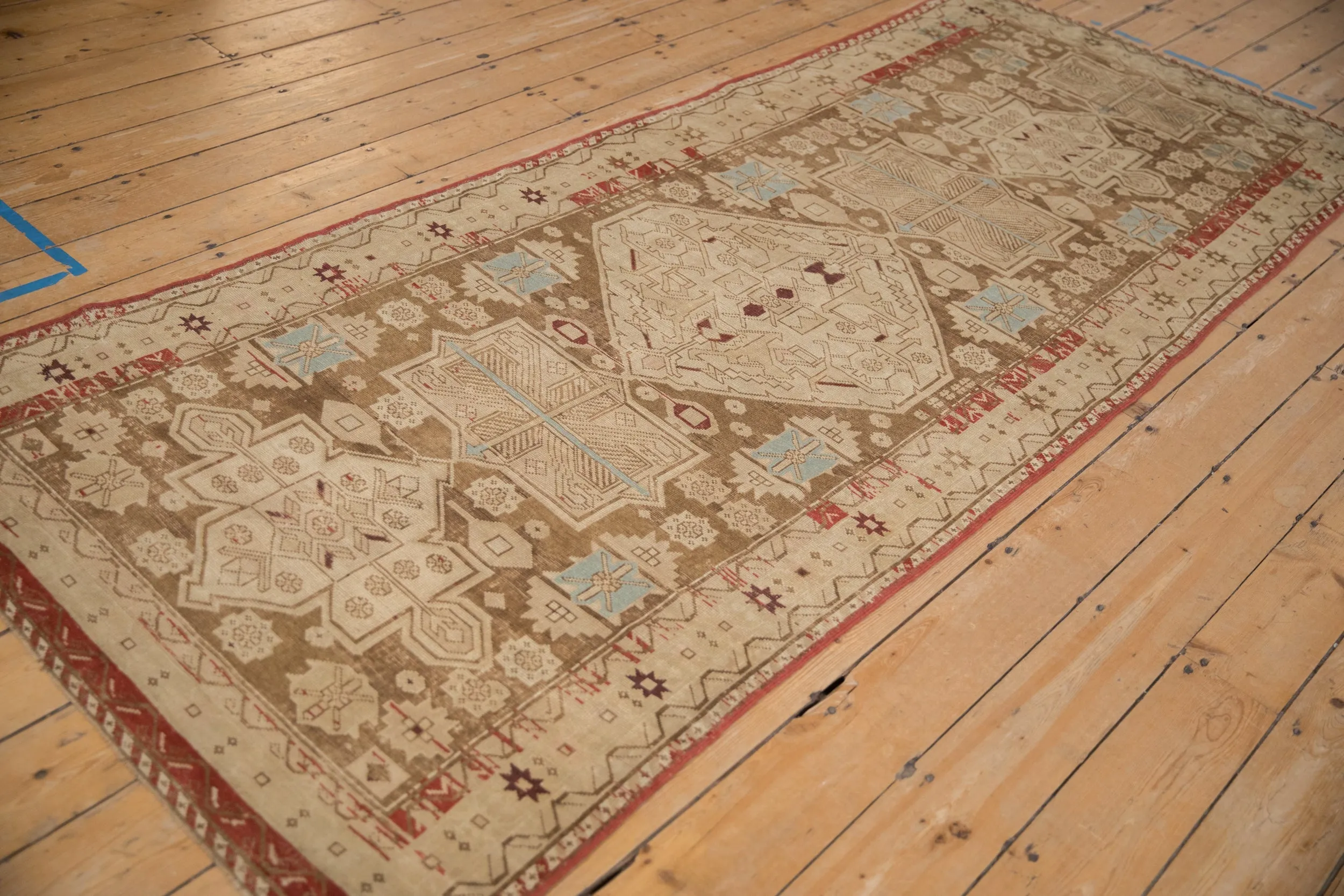 4x9.5 Antique Distressed Caucasian Rug Runner