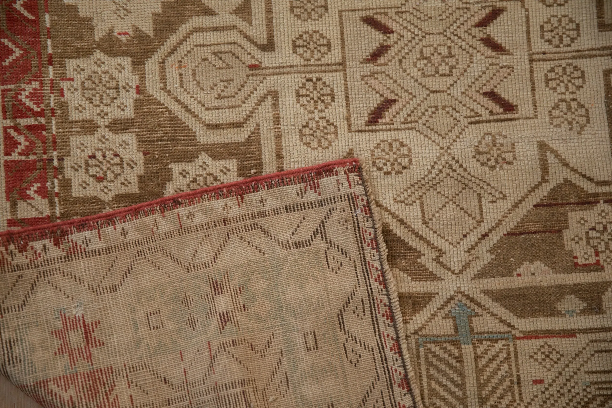 4x9.5 Antique Distressed Caucasian Rug Runner