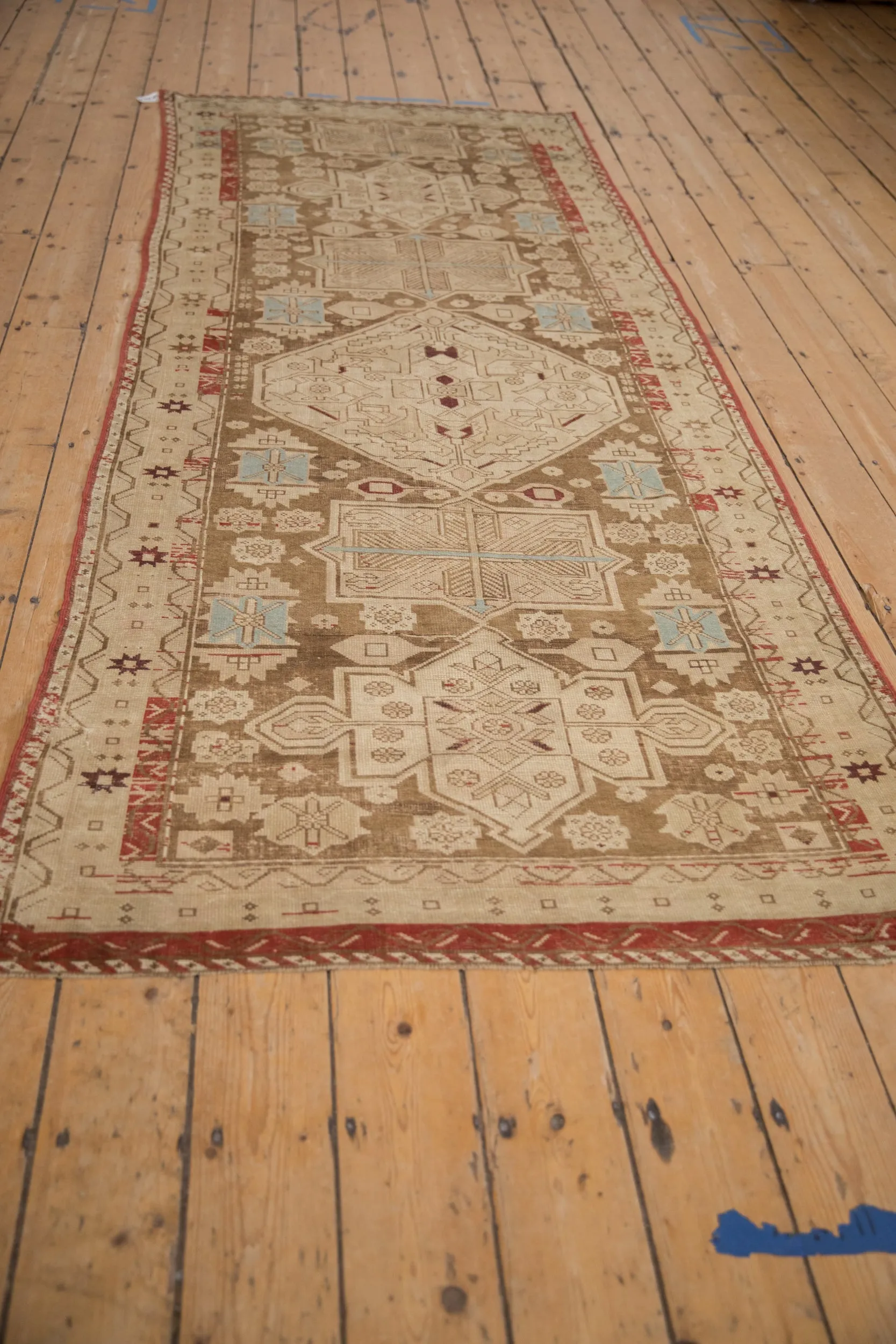 4x9.5 Antique Distressed Caucasian Rug Runner