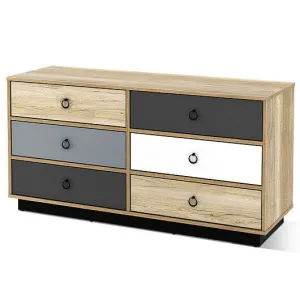 6 Drawers Double Dresser Accent Storage Tower for Bedroom Hallway Entryway - Col