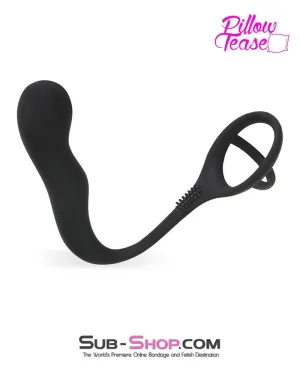 7229S      P-Spot Silicone Butt Plug with Stay-Hard Cock and Balls Ring - LAST CHANCE - Final Closeout!