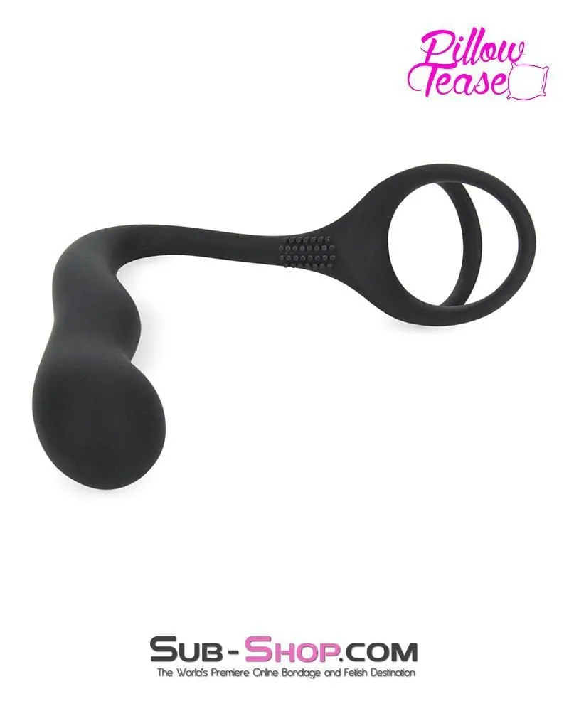 7229S      P-Spot Silicone Butt Plug with Stay-Hard Cock and Balls Ring - LAST CHANCE - Final Closeout!