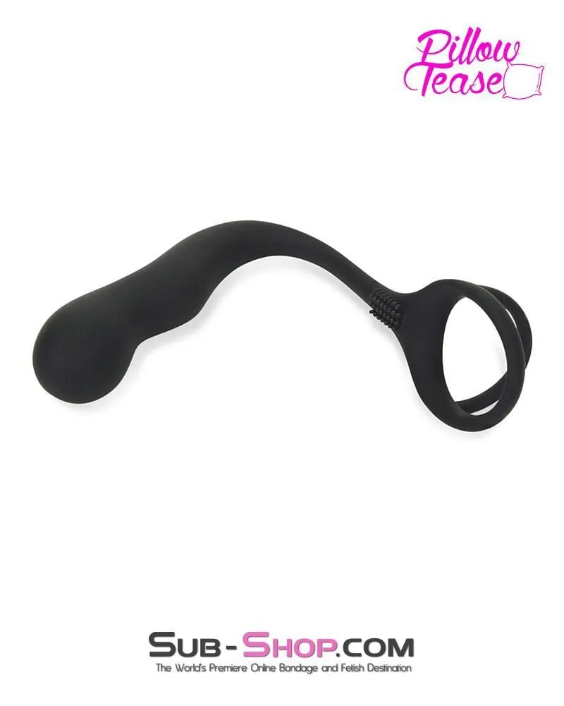 7229S      P-Spot Silicone Butt Plug with Stay-Hard Cock and Balls Ring - LAST CHANCE - Final Closeout!