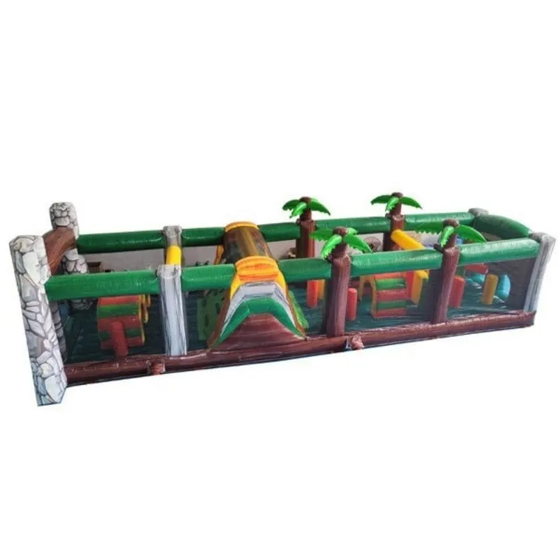 75'L Jurassic Commercial Obstacle Course Wet n Dry