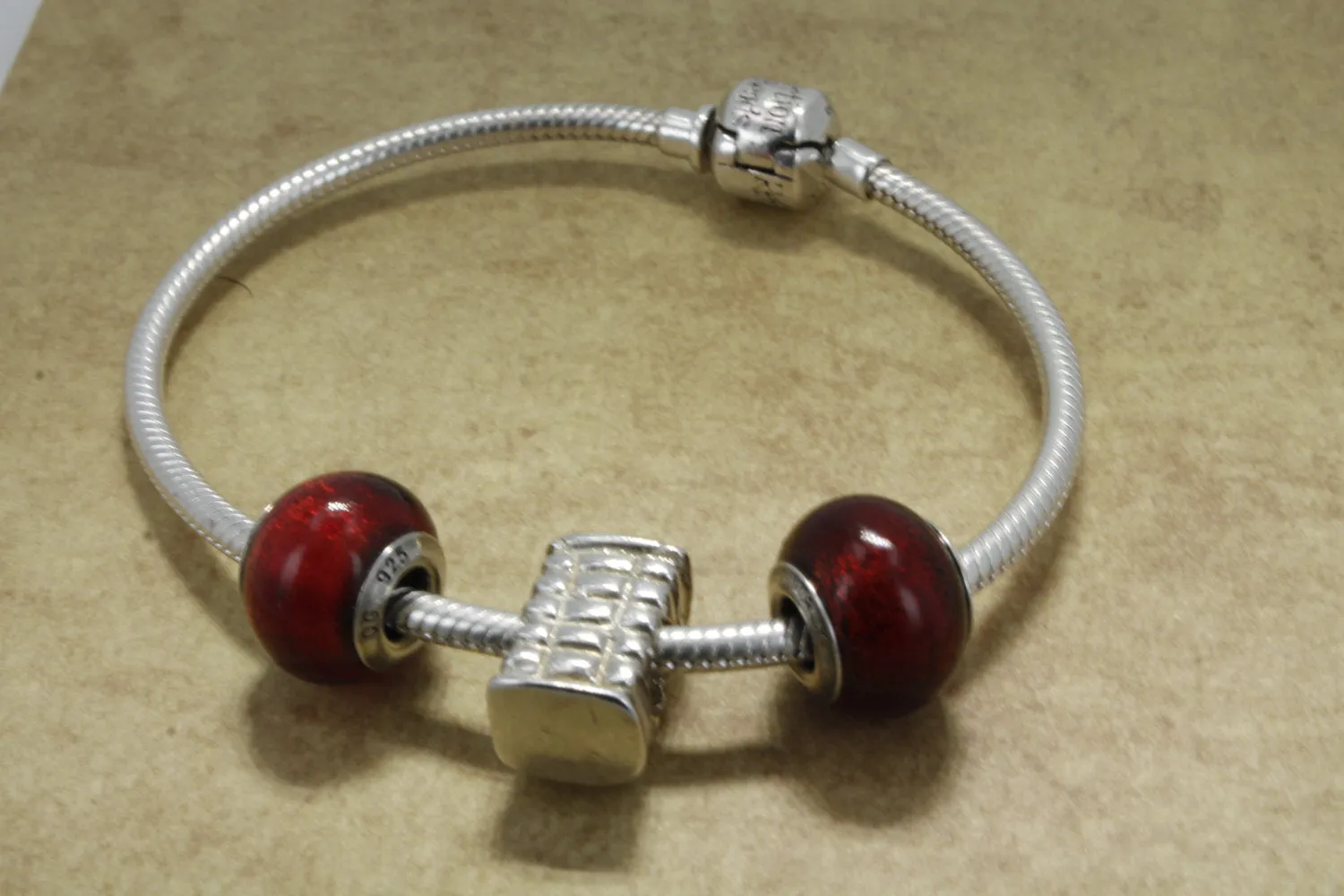 925 Sterling Silver Cotton Bale Slide Charm Bracelet