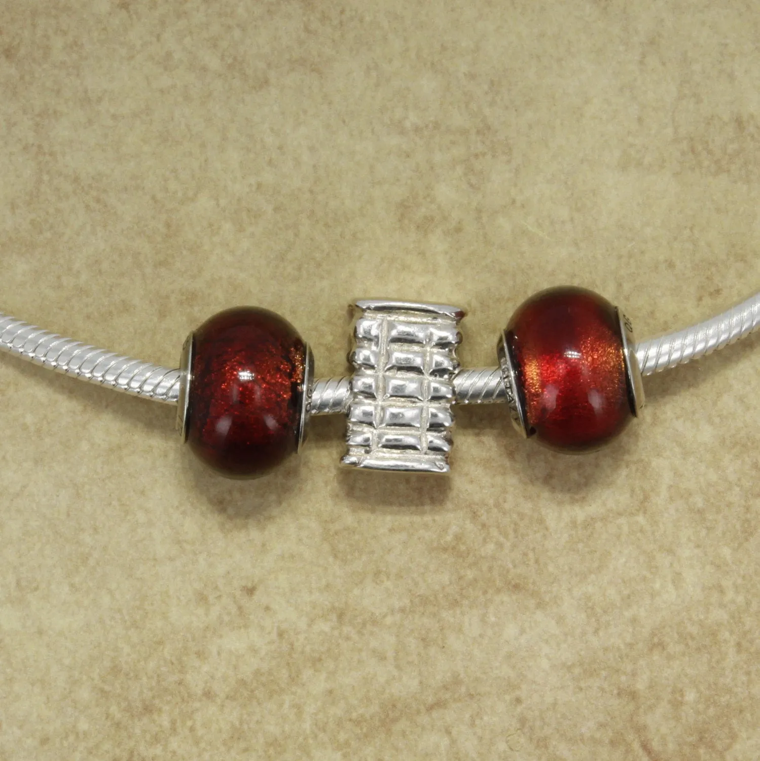 925 Sterling Silver Cotton Bale Slide Charm Bracelet