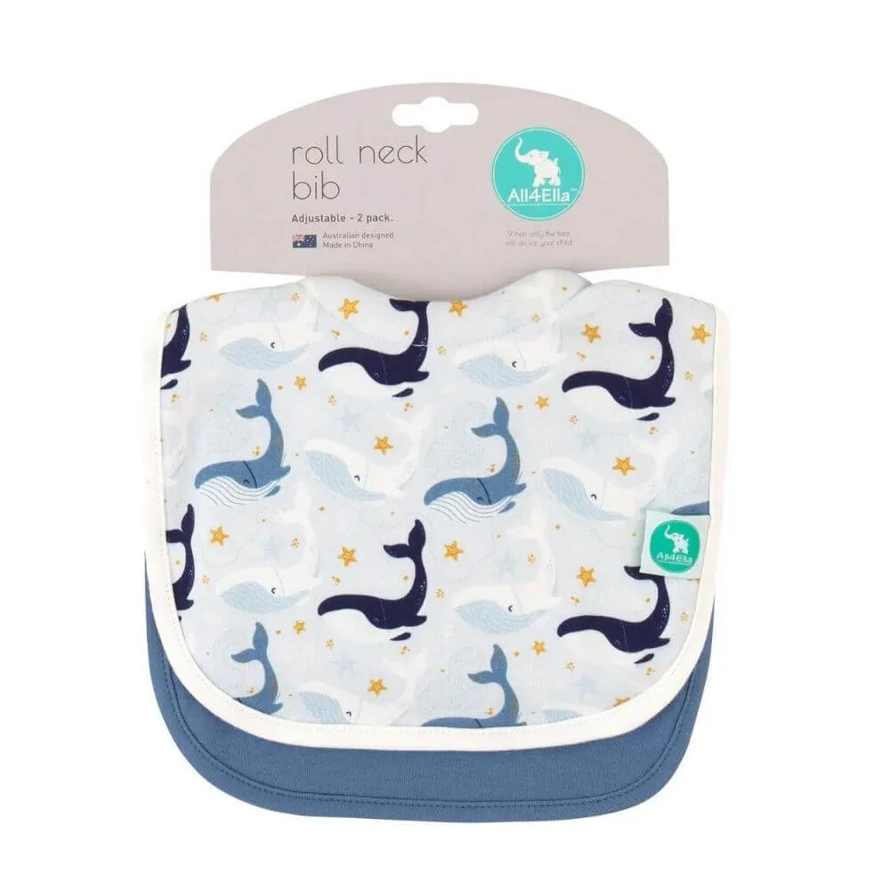 All4Ella Roll Neck Bibs, Whales