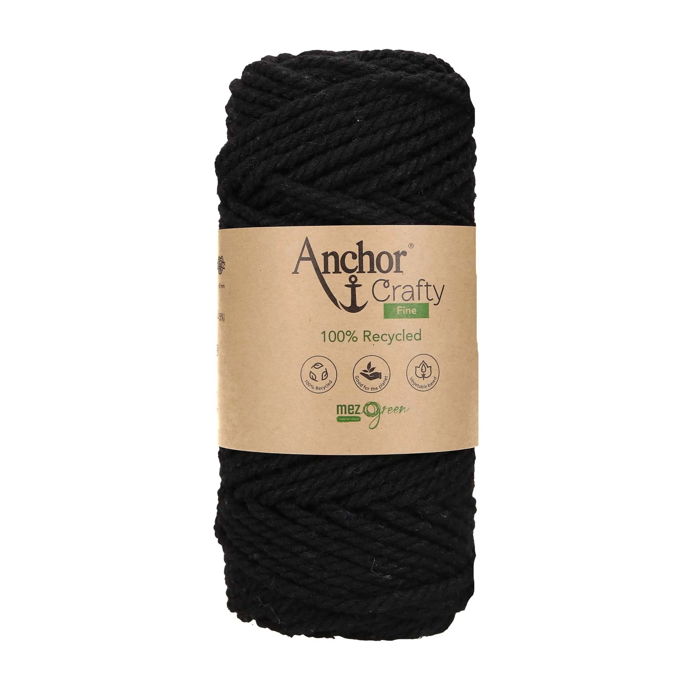 Anchor 3mm 250g 100% Recycled Soft 3-Ply Twisted Eco-Friendly Yarn - Knitting Crocheting Crafts - Various Colours