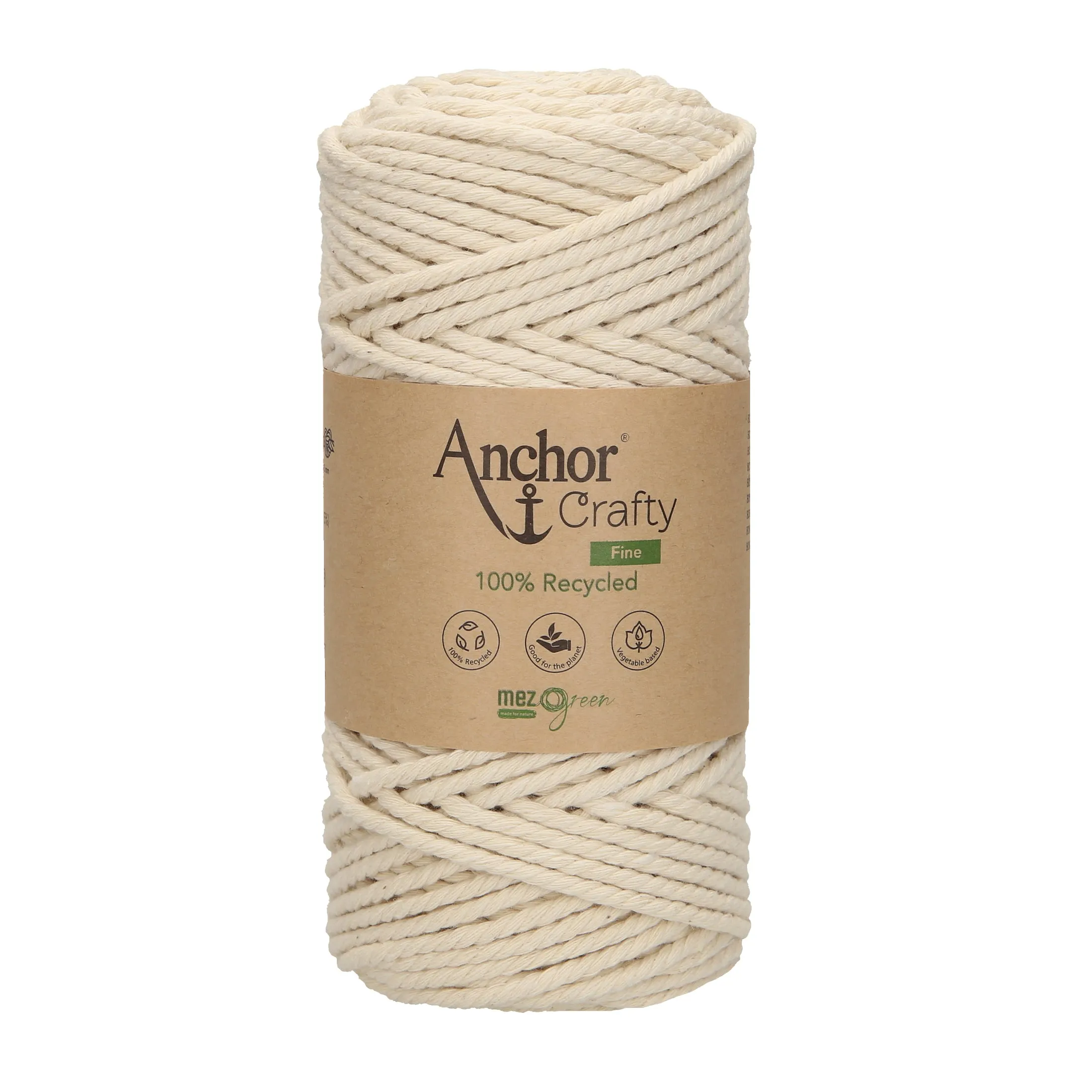 Anchor 3mm 250g 100% Recycled Soft 3-Ply Twisted Eco-Friendly Yarn - Knitting Crocheting Crafts - Various Colours