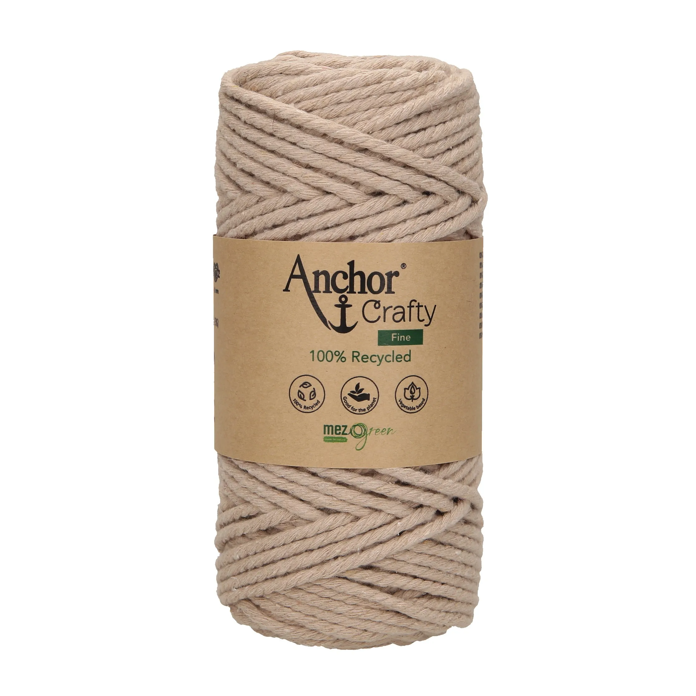 Anchor 3mm 250g 100% Recycled Soft 3-Ply Twisted Eco-Friendly Yarn - Knitting Crocheting Crafts - Various Colours