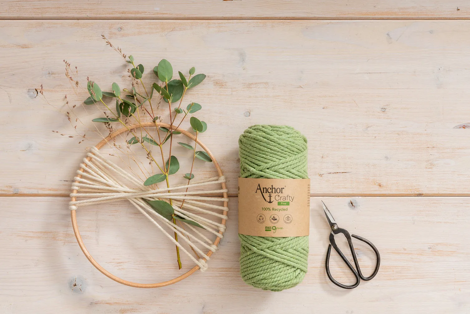Anchor 3mm 250g 100% Recycled Soft 3-Ply Twisted Eco-Friendly Yarn - Knitting Crocheting Crafts - Various Colours