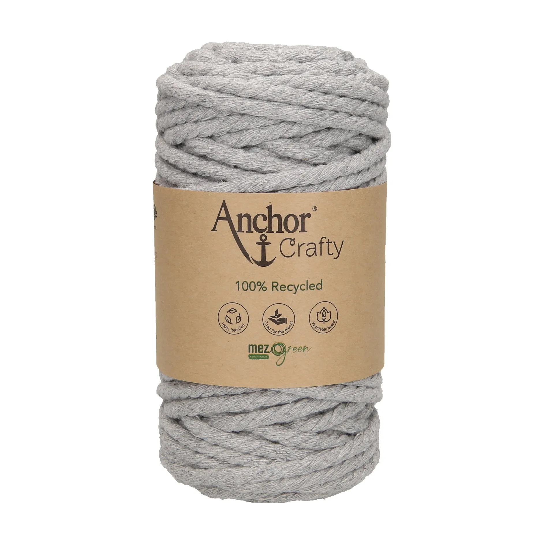 Anchor 5mm 250g 100% Recycled Soft 3-Ply Twisted Eco-Friendly Yarn - Knitting Crocheting Crafts - Various Colours