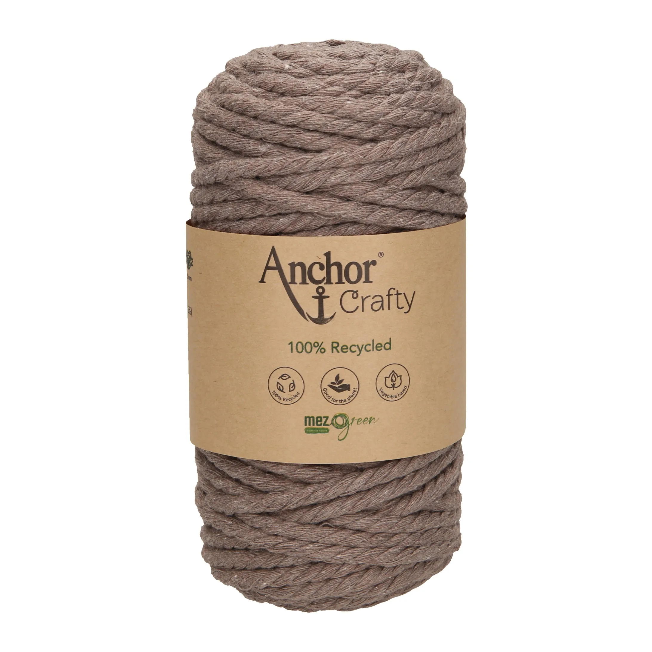 Anchor 5mm 250g 100% Recycled Soft 3-Ply Twisted Eco-Friendly Yarn - Knitting Crocheting Crafts - Various Colours