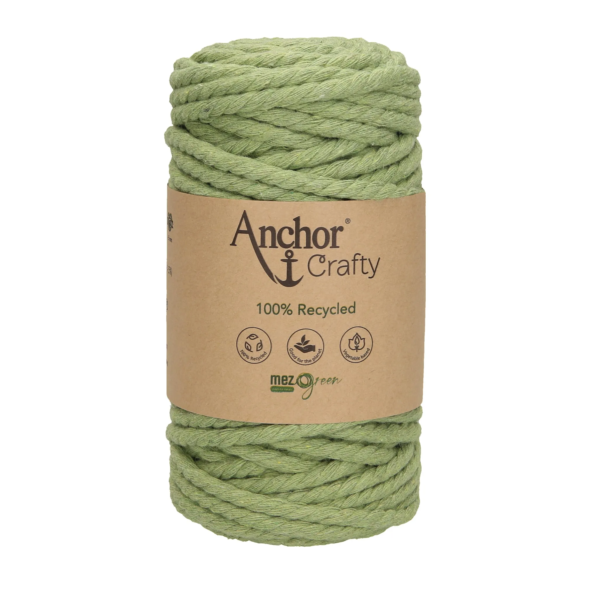 Anchor 5mm 250g 100% Recycled Soft 3-Ply Twisted Eco-Friendly Yarn - Knitting Crocheting Crafts - Various Colours