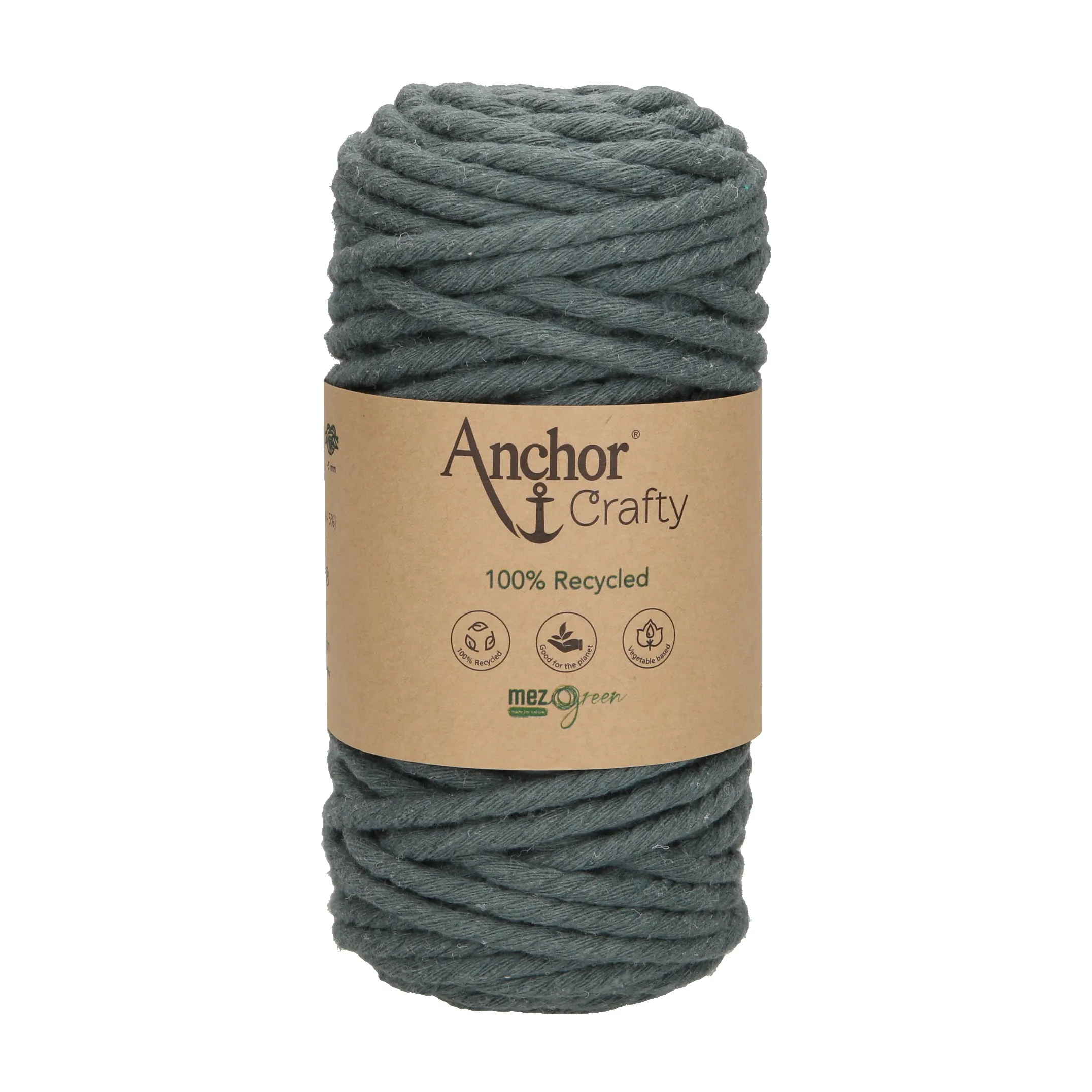 Anchor 5mm 250g 100% Recycled Soft 3-Ply Twisted Eco-Friendly Yarn - Knitting Crocheting Crafts - Various Colours