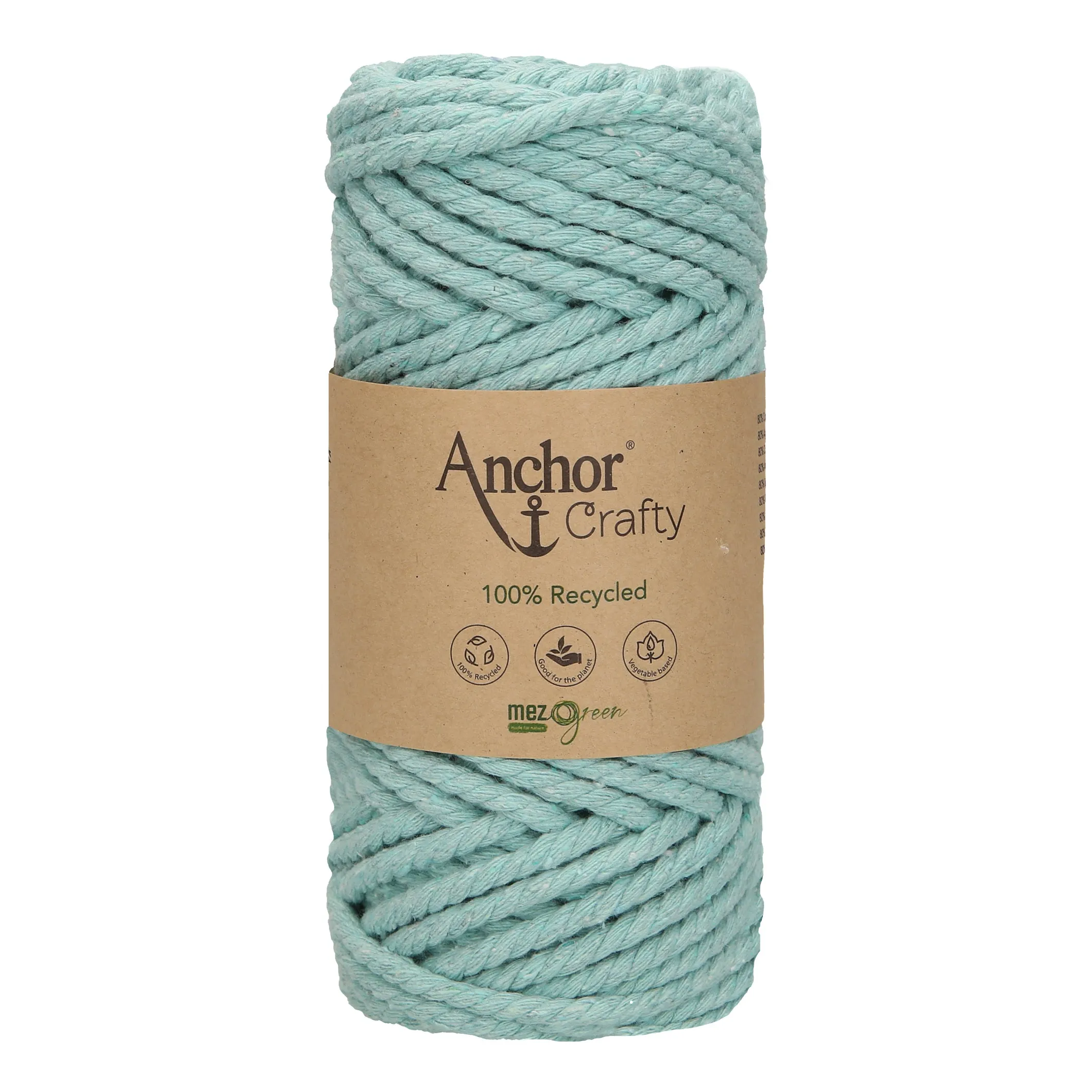 Anchor 5mm 250g 100% Recycled Soft 3-Ply Twisted Eco-Friendly Yarn - Knitting Crocheting Crafts - Various Colours