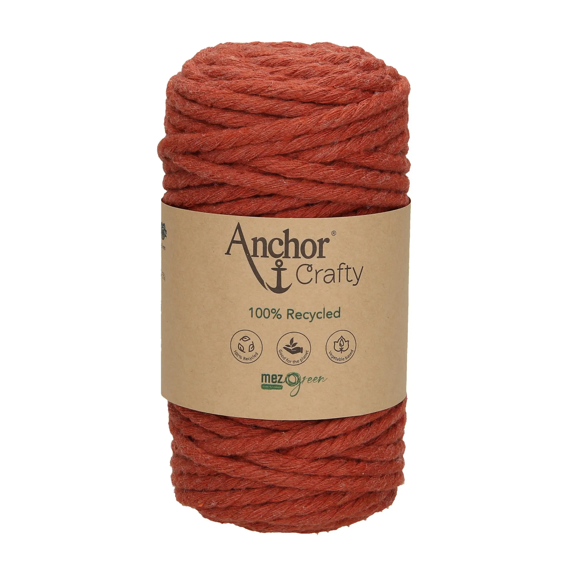 Anchor 5mm 250g 100% Recycled Soft 3-Ply Twisted Eco-Friendly Yarn - Knitting Crocheting Crafts - Various Colours