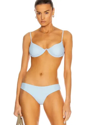 Aspen Ruched Cup Underwire Bikini Top (Blue)
