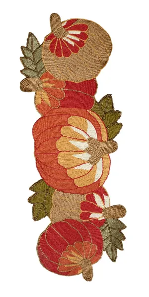 Beaded Pumpkins Table Runner 13" x 35"