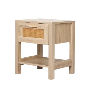 Bedside Tables Rattan Wood Drawers Nightstand Storage Cabinet Bedroom