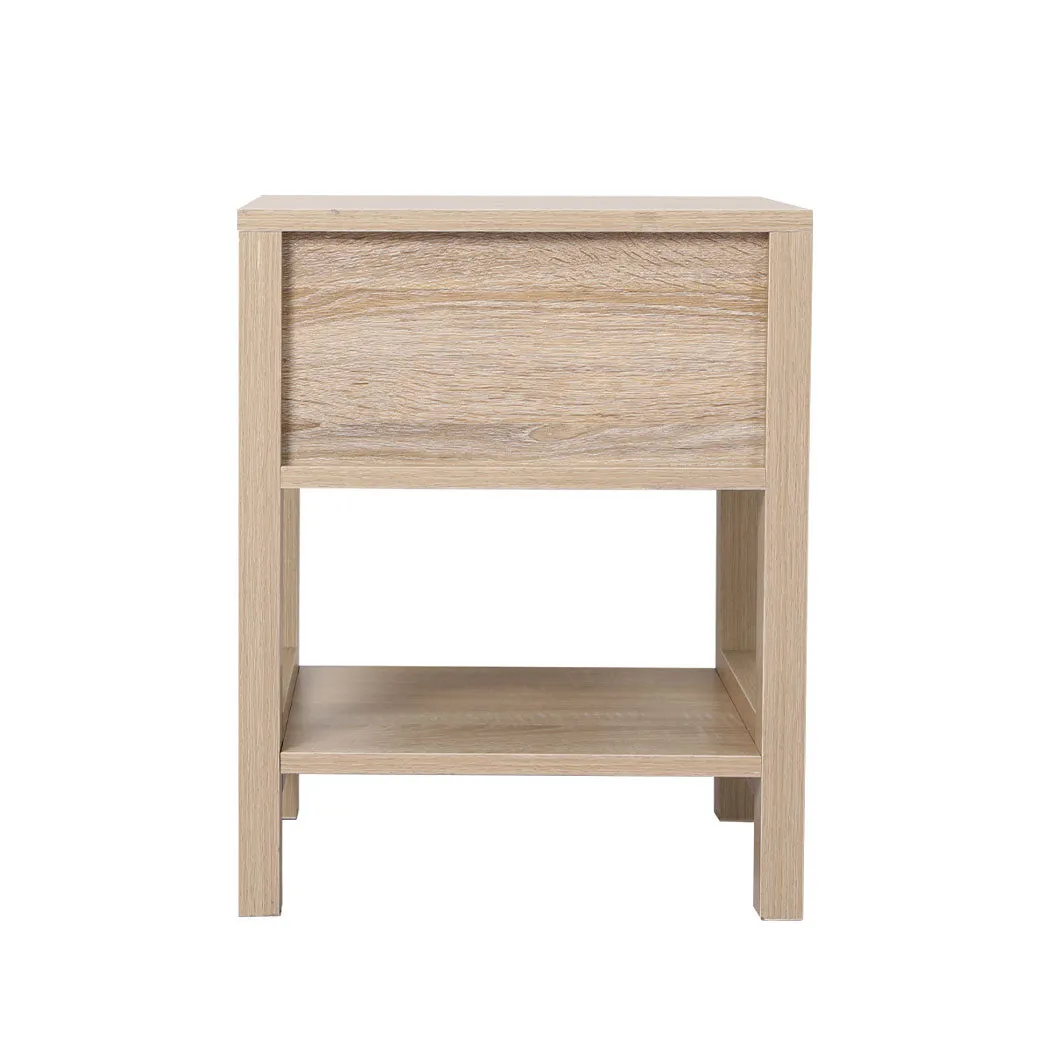 Bedside Tables Rattan Wood Drawers Nightstand Storage Cabinet Bedroom