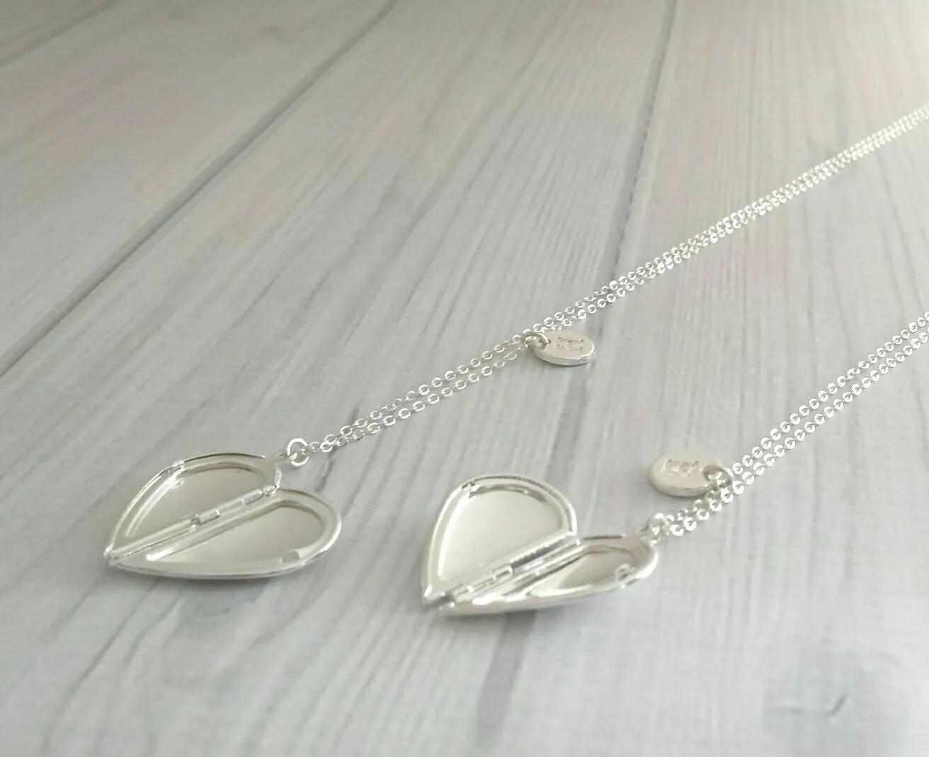 Best Friend Necklace - silver heart locket/quote saying/silver initial letter monogram charm pendant - love gift sister mother daughter