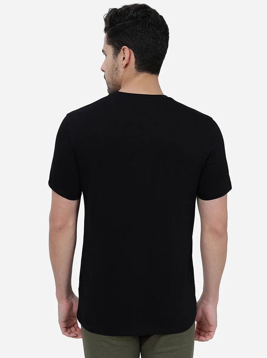Black Printed Slim Fit T-Shirt | Greenfibre
