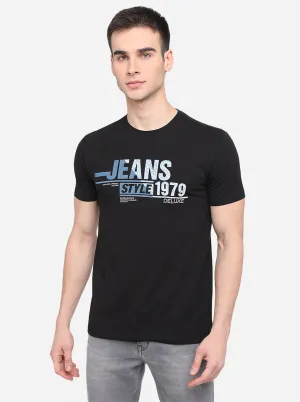 Black Printed Slim Fit T-Shirt | JadeBlue