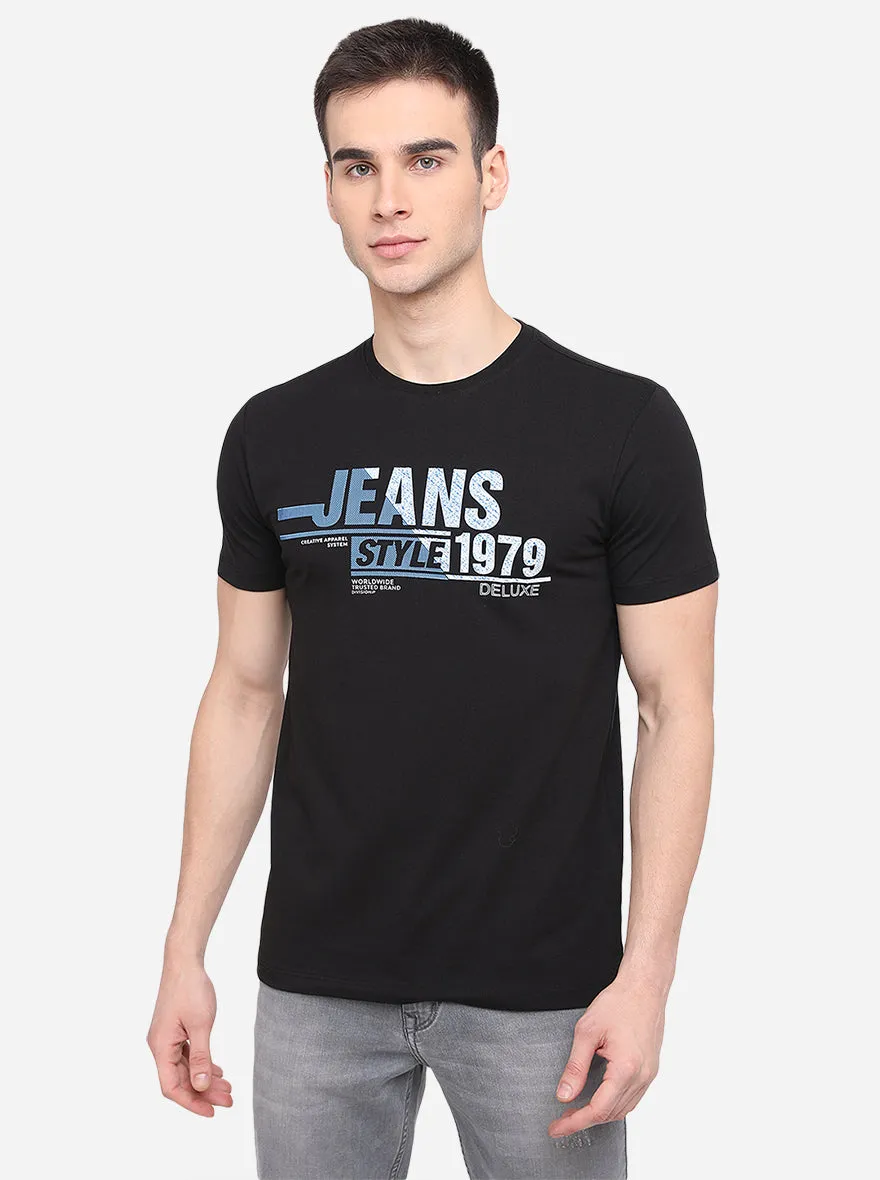 Black Printed Slim Fit T-Shirt | JadeBlue