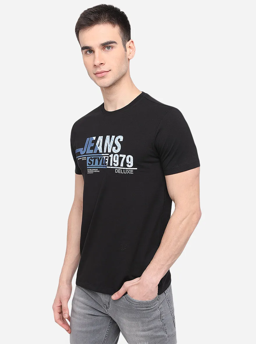 Black Printed Slim Fit T-Shirt | JadeBlue