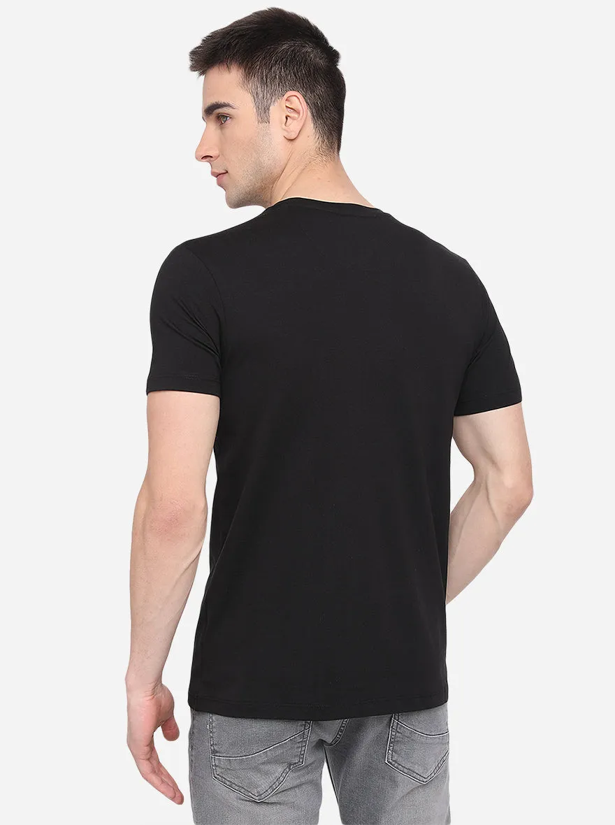 Black Printed Slim Fit T-Shirt | JadeBlue