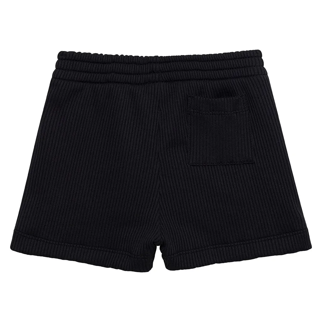 Black Rib Mini Swim Trunk
